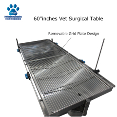Mesa cirúrgica veterinária com placa de grade e elevador elétrico