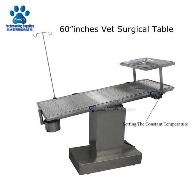 Mesa cirúrgica veterinária com placa de grade e elevador elétrico