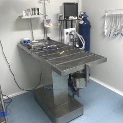 Mesa cirúrgica veterinária com placa de grade e elevador elétrico