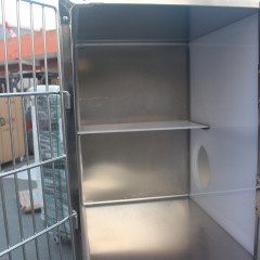 Gabbia per gatti in acciaio inossidabile con doppio pavimento per uso veterinario