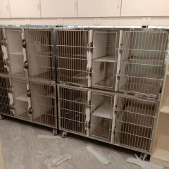 Gabbia per gatti in acciaio inossidabile con doppio pavimento per uso veterinario