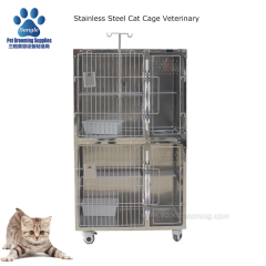 Gabbia per gatti in acciaio inossidabile con doppio pavimento per uso veterinario