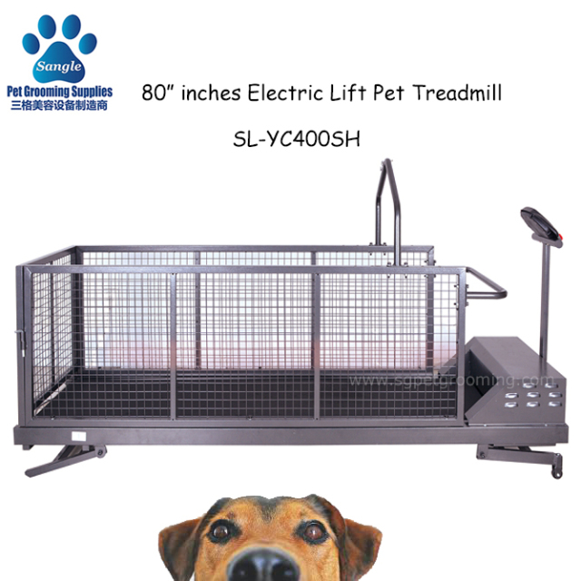 Esteira elétrica de dupla face com elevação para cães grandes, 80 polegadas (203 cm).