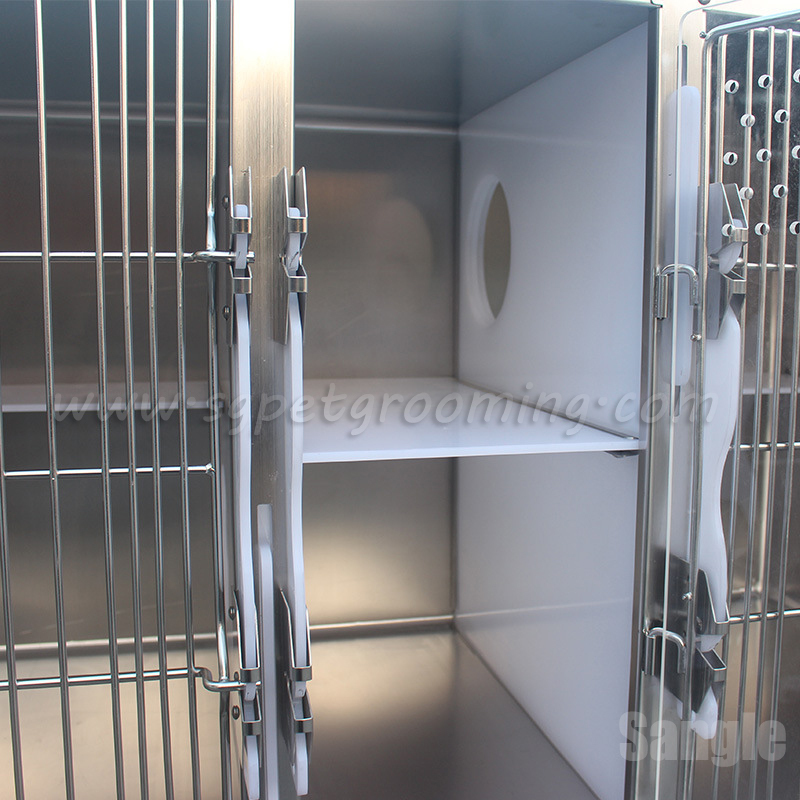 Sangkar Kucing Keluli Tahan Karat Veterinar Tiga Tingkat