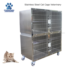 수의용 스테인리스 스틸 고양이 케이지 (4칸)