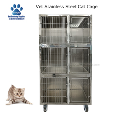 Gabbia per gatti in acciaio inossidabile Vet a tre piani