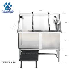 Tab Mandi Dandanan Anjing Keluli Tahan Karat Langkah 50 inci Conner Bulat