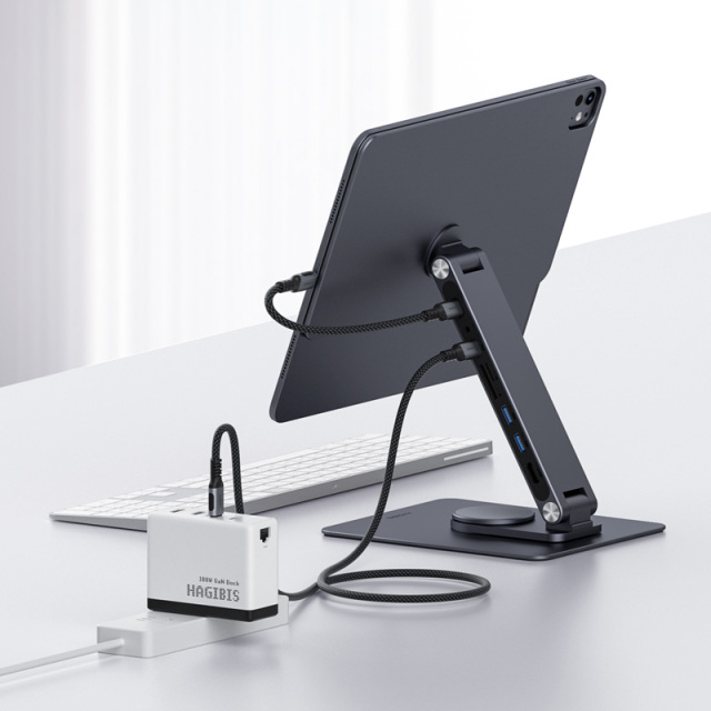 Magnetic iPad Stand with USB C Hub