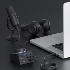USB C Hub with Knob Shortcut Buttons
