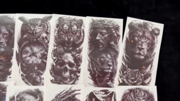 73 Sheets Black Wolf Lion Temporary Tattoos For Men Women, Halloween Half Arm Sleeve Tattoo Stickers Tiger Zeus Jesus Christ Dragon, Bulk Temp Waterproof Fake Tattoos For Adults Owl Skull Skeleton