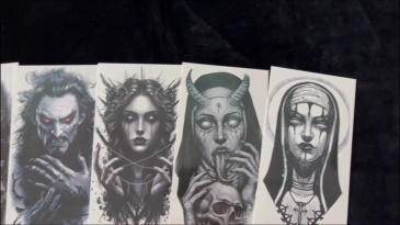 67 Sheets Black Gothic Temporary Tattoos For Men Women, Halloween Death Devil Evil Spirit Satan Fiend Demon Half Arm Sleeve Tattoo Stickers Scary Face Vampire Zombies, Prison Fake Tattoos For Adults