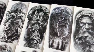 74 Sheets Black King Of The Greek God Zeus Temporary Tattoos For Women Men Adults Mythology, Poseidon Trident Halloween Fake Tattoo Stickers Compass Tribal Eye Totem, Temp Gothic Tattoo Lightning Bolt