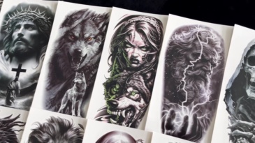 75 Sheets Skull Temporary Tattoos For Men Adults Forearm, Halloween Zeus God Lion Poseidon Half Arm Sleeve Tattoo For Women Jesus Christ Skeleton Dragon Owl, Realistic Fake Tattoo Stickers Wolf Tiger