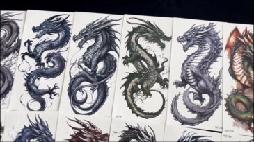 76 Sheets Realistic Dragon Temporary Tattoos For Men Women Adults Legs, Imperial Chinese Loong Half Arm Sleeve Fake Tattoo Stickers, 3D Black Halloween Long Lasting Temp Bulk Greek Mythology Tattoo