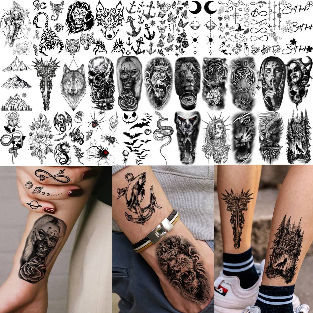 74 Sheets Jesus Christ Temporary Tattoos For Women Men, Half Arm Large Religious God Christian Lion Cross Fake Tattoos Adults, Bulk Realistic Angels Virgin Mary Tattoos Stickers Faith Peace
