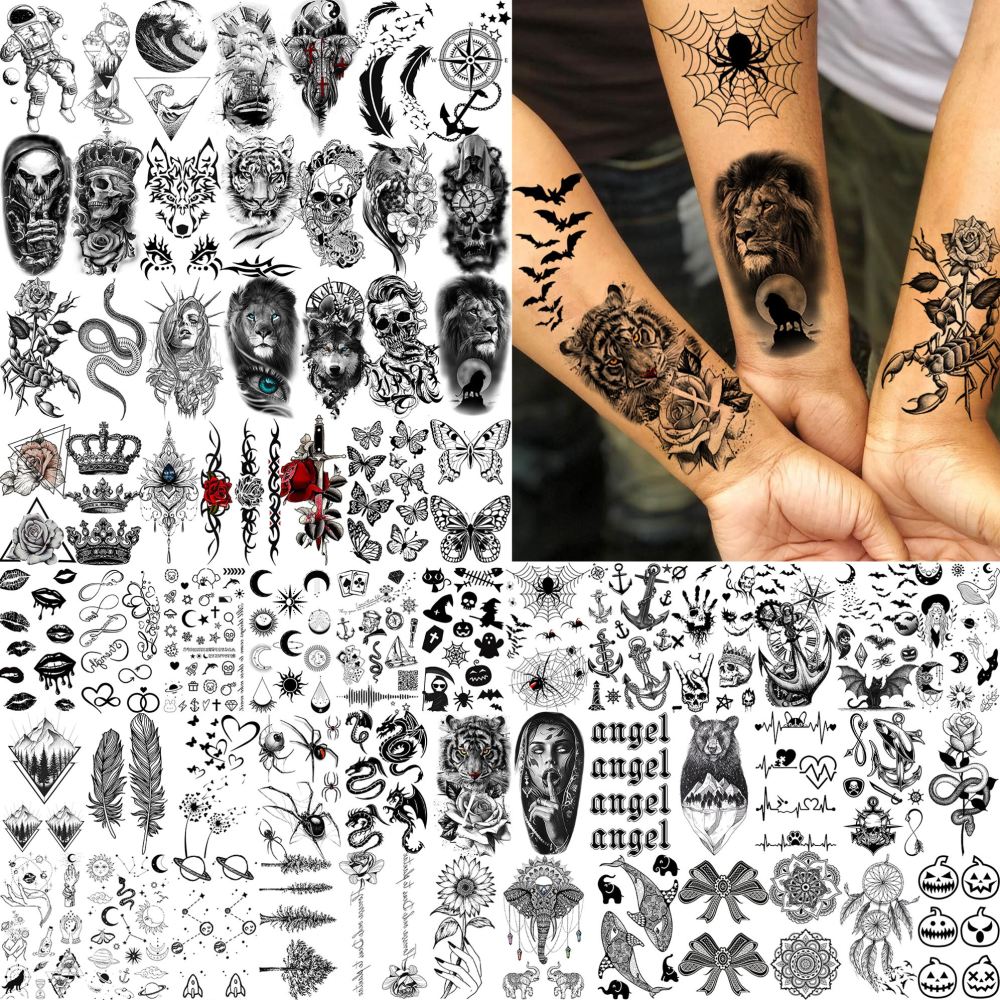 76 Sheets Realistic Dragon Temporary Tattoos For Men Women Adults Legs, Imperial Chinese Loong Half Arm Sleeve Fake Tattoo Stickers, 3D Black Halloween Long Lasting Temp Bulk Greek Mythology Tattoo