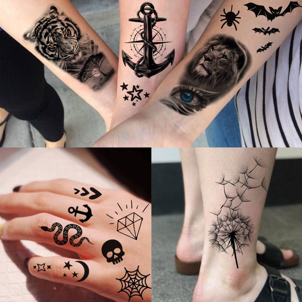 73 Sheets Black Wolf Lion Temporary Tattoos For Men Women, Halloween Half Arm Sleeve Tattoo Stickers Tiger Zeus Jesus Christ Dragon, Bulk Temp Waterproof Fake Tattoos For Adults Owl Skull Skeleton
