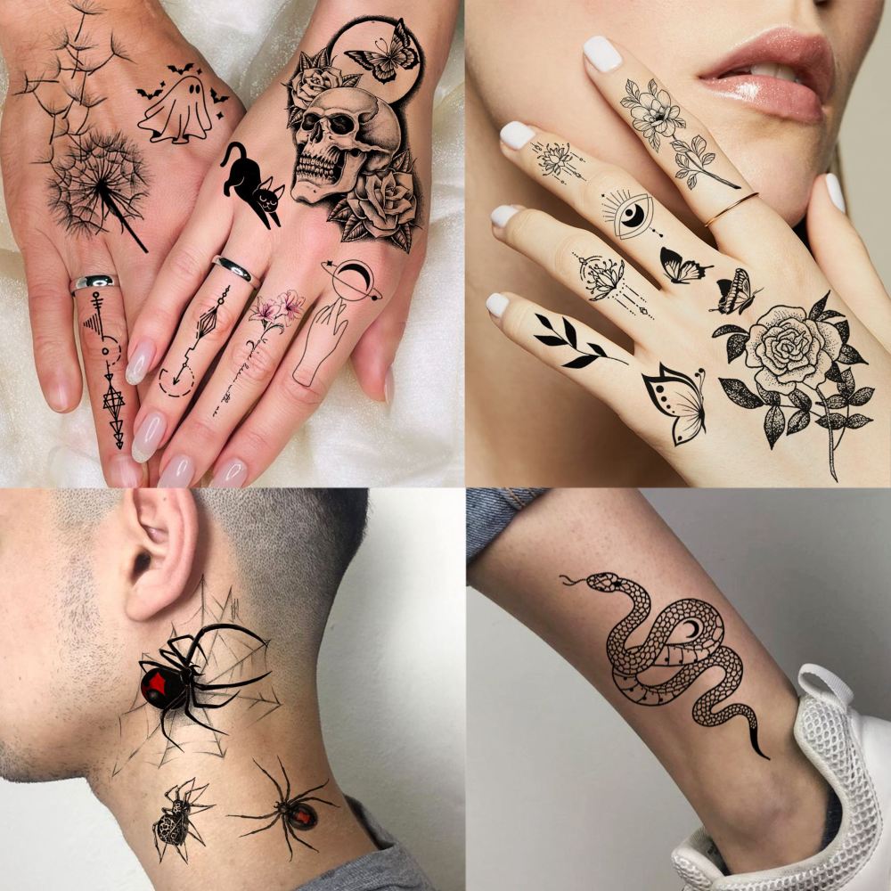 71 Sheets Rose Peony Flower Temporary Tattoos For Women Adults, Black Florals Half Arm Sleeve Realistic Temp Bulk Fake Tattoo Stickers Butterfly Ship Bee Carp Turtle Elephant Whale Spider Web Skull