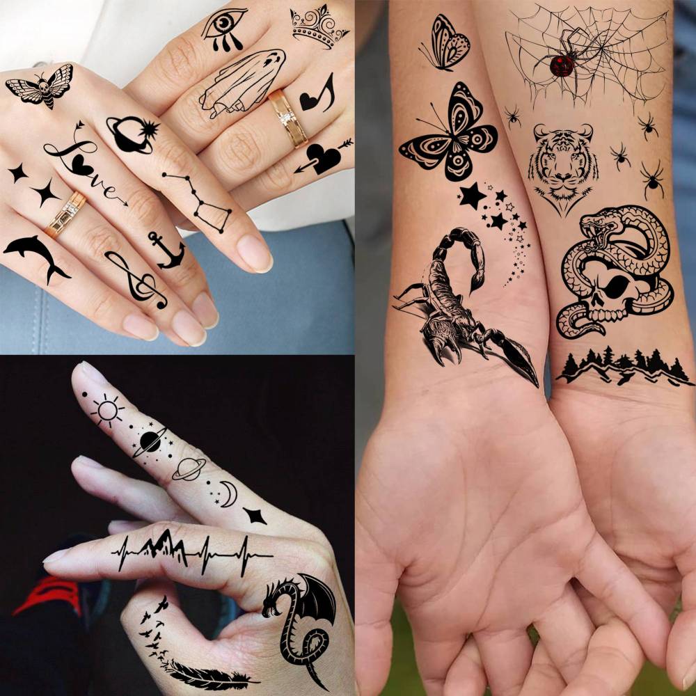 67 Sheets Black Gothic Temporary Tattoos For Men Women, Halloween Death Devil Evil Spirit Satan Fiend Demon Half Arm Sleeve Tattoo Stickers Scary Face Vampire Zombies, Prison Fake Tattoos For Adults