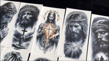 73 Sheets God Jesus Christ Temporary Tattoos For Men Adults, Religious Cross Prayer Half Arm Sleeve Tattoos For Women Rose Flower, Temp Christian Faith Belief Family Fake Tattoo Stickers Halloween