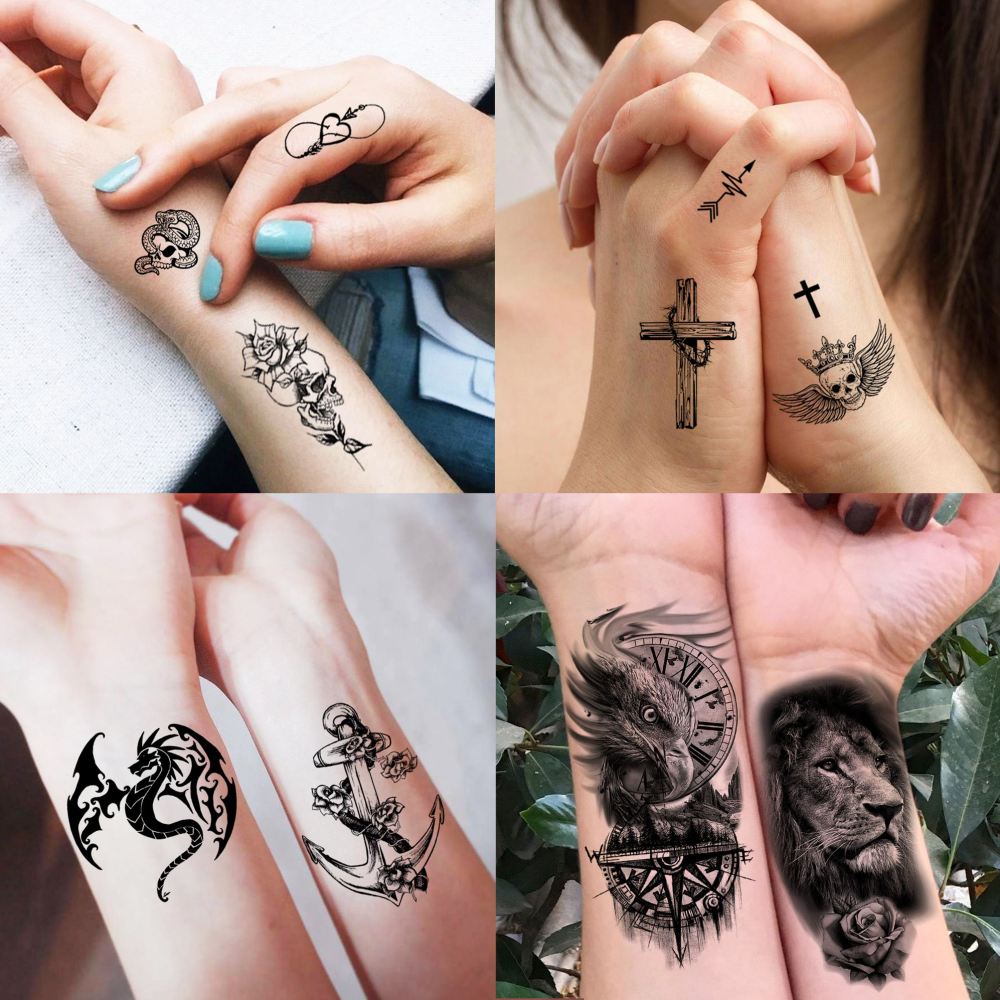 68 Sheets Crazy Nun Girl Temporary Tattoos For Men Adults, Black Gothic Scary Sister Horror Zombie Vampire Half Arm Sleeve Tattoos For Women Rose Flower, Bulk Prison Demon Devil Fake Tattoo Stickers