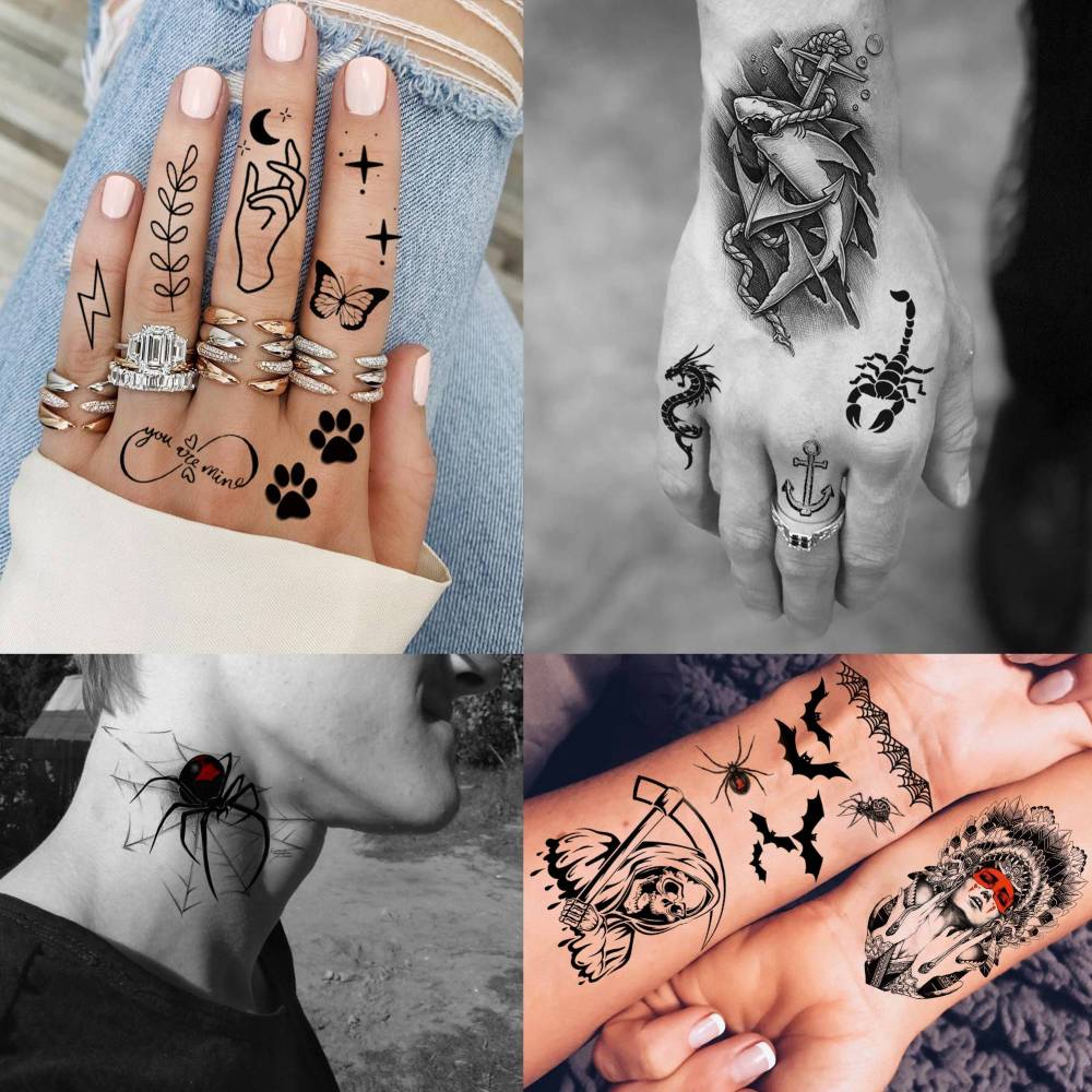 75 Sheets Black Realistic 3D Rose Flowers Temporary Tattoos For Women Girls Adults, Guadalupe Virgin Mary Lotus Snake Peony Florals Blossom Bulk Fake Tattoo Stickers Forearm Lion Fox Spider Web Skull