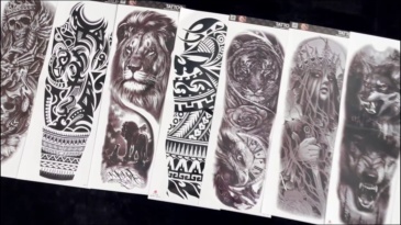 20 Sheets Black Tribal Wolf Tiger Lion Temporary Tattoo Sleeve For Men Adults, 3D Halloween Prison Gothic Maori Sleeve Tattoos For Women, Fake Full Arm Sleeve Tattoo Stickers Skull Skeleton