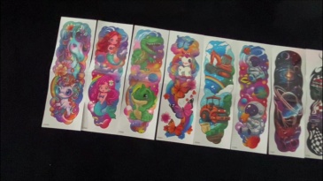58 PCS Cartoon Unicorn Mermaid Temporary Tattoo For Kids Girls Boys, Full Arm Animals Dinosaur Car Space Monster Truck Butterfly Body Face Fake Arm Tattoos Stickers Birthday Gifts Goodie Bag Stuffer