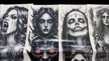 20 Sheets Black Gothic Full Arm Temporary Tattoos For Men Adults Thigh, Nun Girl Skull Skeleton Zeus God Jesus Christ Fake Sleeve Tattoos For Women, Scary Halloween Tattoo Stickers Demon Vampire