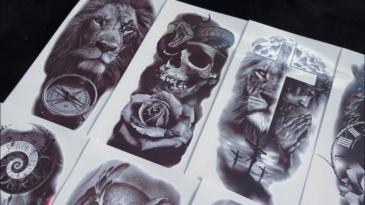 68 Sheets Large Half Arm Sleeve Temporary Tattoos For Men Women Forearm, Tribal Wolf Tiger Lion Owl Skull Temp Halloween Fake Tattoo Stickers Adults, Black Realistic Tattoo Flower Rose Animals