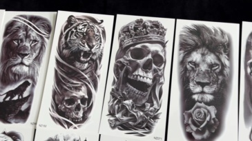 73 Sheets Lion Skull Wolf Temporary Tattoos For Women Men, Halloween Skull Eagle Owl Waterproof Half Arm Sleeve Tattoos For Adult, Tiger Jesus Christ Long Lasting Fake Tattoo Sticker Tiger Skeleton