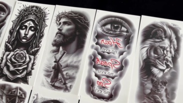 68 Sheets God Jesus Christ Temporary Tattoos For Men Women, Bulk Temp Religious Christian Peace Faith Nun Prayer Ship Half Arm Sleeve Tattoos For Adults, Tribal Eye Lion Holy Bible Quotes Fake Tattoo