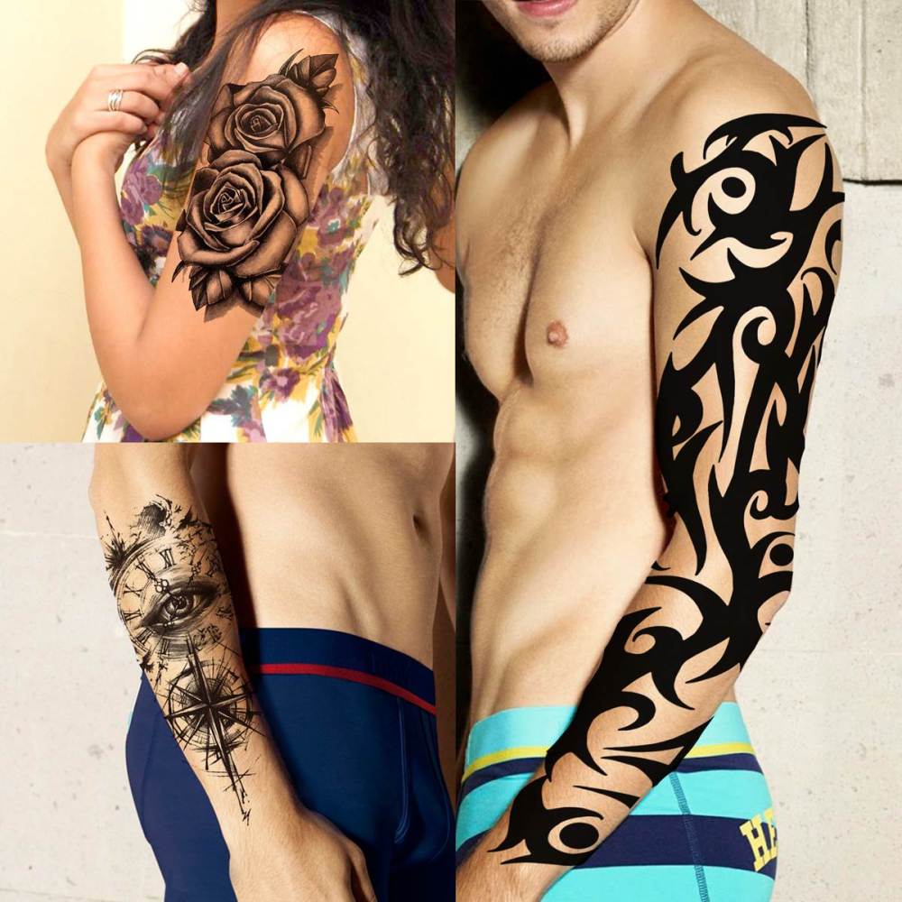 20 Sheets Extra Large Full Arm Temporary Tattoos For Men Adults, Tiger Snake Leopard Lion King Temporary Tattoos Sleeve For Women, Temp Waterproof Fake Tattoo Stickers For Kids Warrior Tatoos