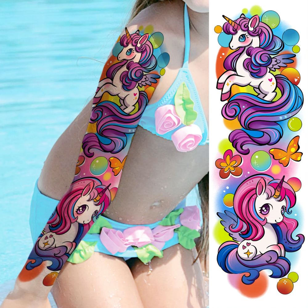 58 PCS 3D Cartoon Marine Animals Temporary Tattoos For Kids Mermaid Girls Boys, Fake Full Arm Sleeve Tattoos Dinosaur Ocean Mermaid Butterfly Body Face Arm Tattoo Stickers, Birthday Gifts Party Supply