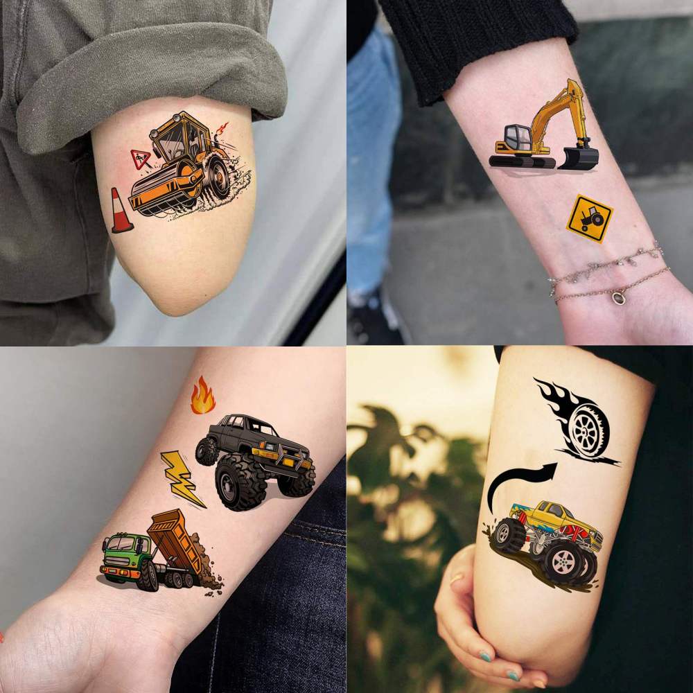 60 Sheets 999+ Groovy Cartoon Temporary Tattoos For Kids Boys Girls, Construction Excavator Cars Dinosaur Space Pirate Shark Animal Fake Tattoo Sticker, Goodie Bags Stuffers Birthday Party Supplies