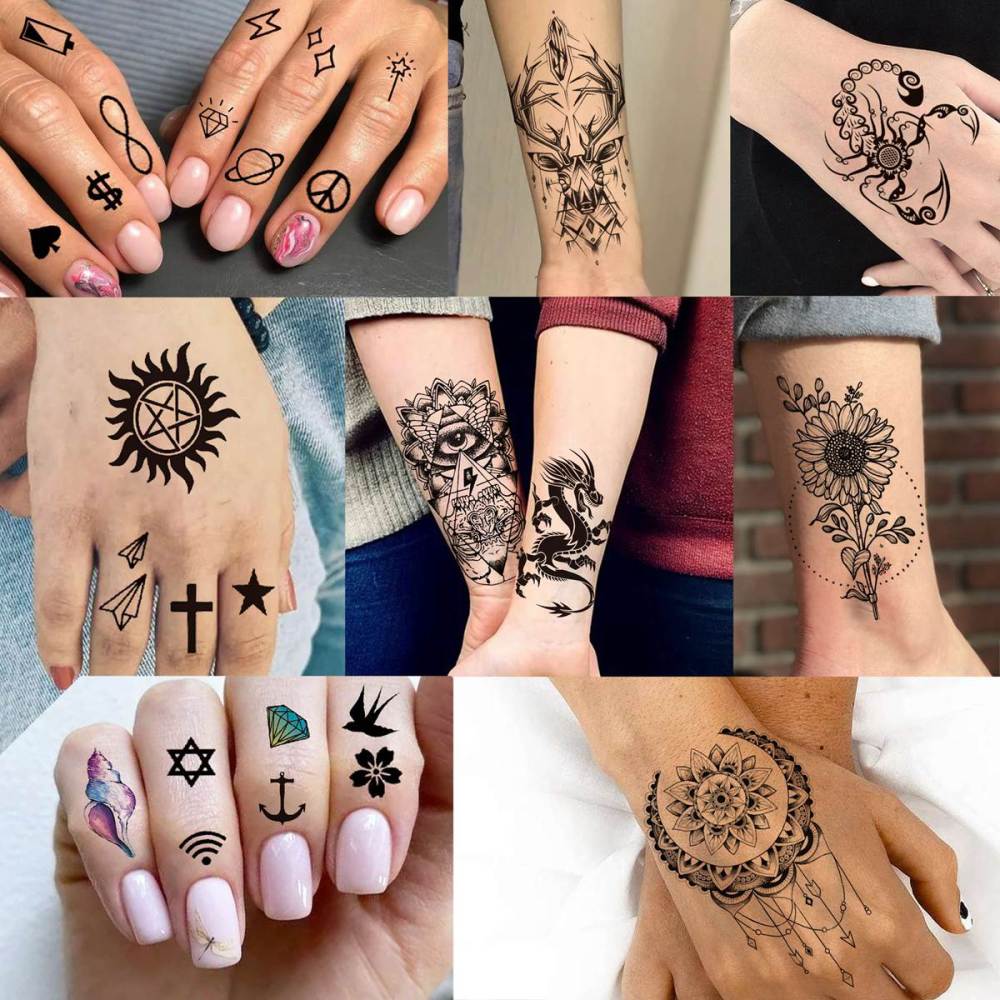 64 Sheets Variety Tiny Waterproof Temporary Tattoos For Men Women, Moon Star Butterfly Birds Planets Fake Tattoos For Kids Adults, Arm Neck Face Letters Temp Tattoo Temporary Tatoos Sticker Set