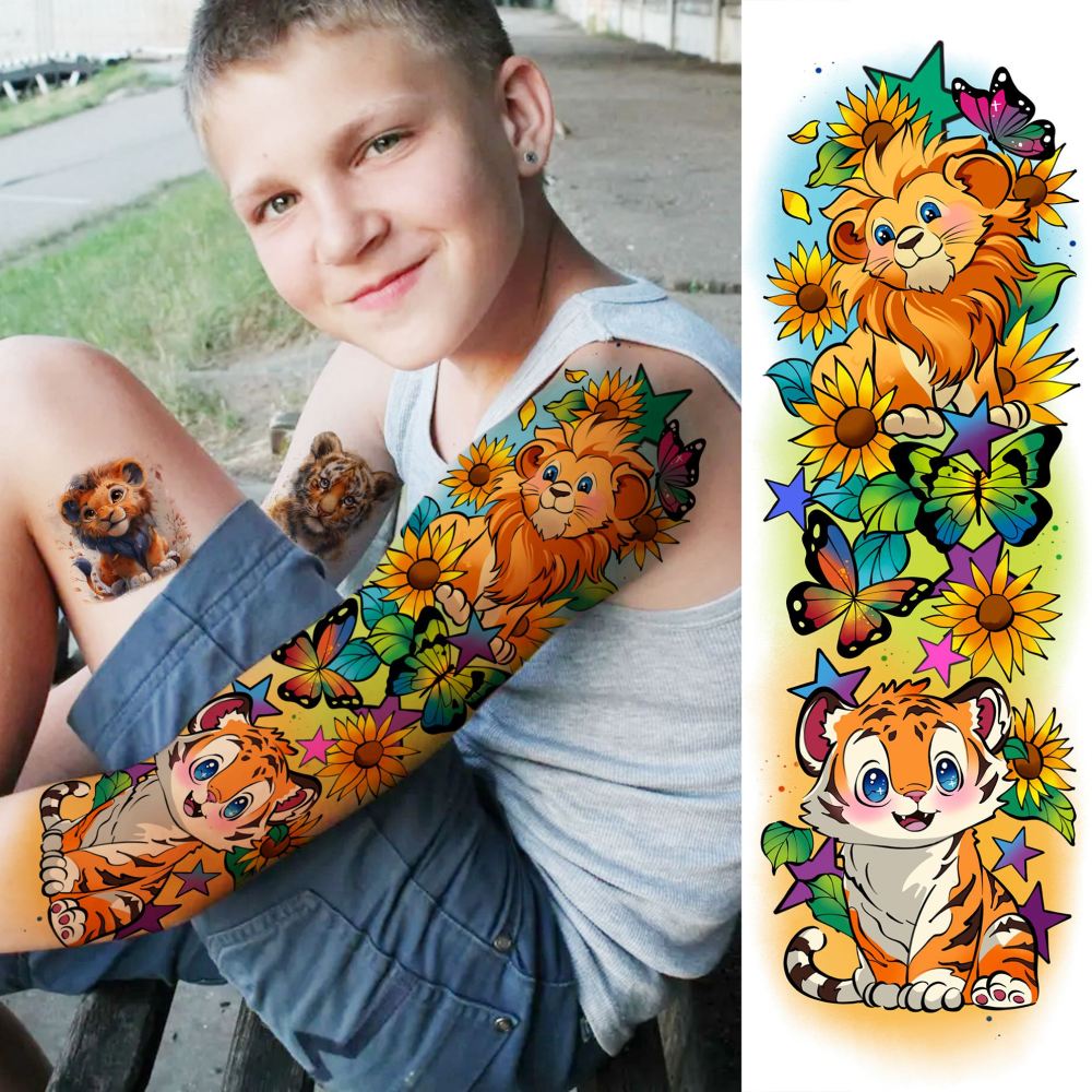 58 PCS 3D Cartoon Marine Animals Temporary Tattoos For Kids Mermaid Girls Boys, Fake Full Arm Sleeve Tattoos Dinosaur Ocean Mermaid Butterfly Body Face Arm Tattoo Stickers, Birthday Gifts Party Supply