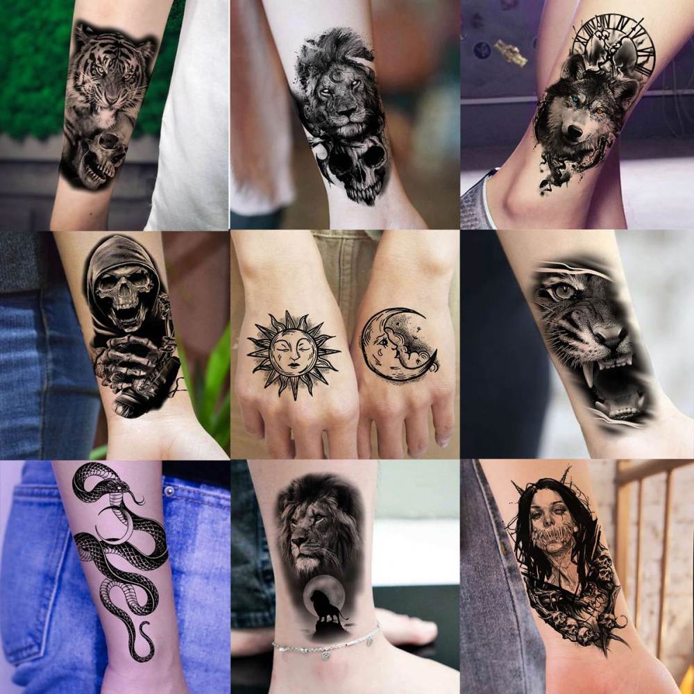 59 Sheets Sexy 3D Rose Flower Temporary Tattoos For Women Girls Arm Neck, Snake Floral Sunflower Leaf Peony Fake Tattoo Sticker Adult, Black Realistic Temp Tatoos Moon Dandelion Butterfly Thigh