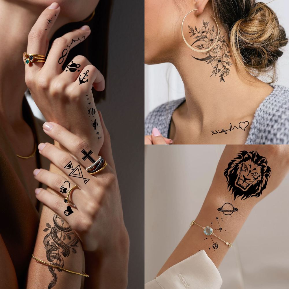 75 Sheets Loyalty Family Temporary Tattoos For Men Women, Lion Wolf Faith Belief Half Arm Sleeve Tattoo Stickers Tiger Owl, 3D Temp Long Lasting Fake Tattoos For Adults Kids Christian God Jesus Christ