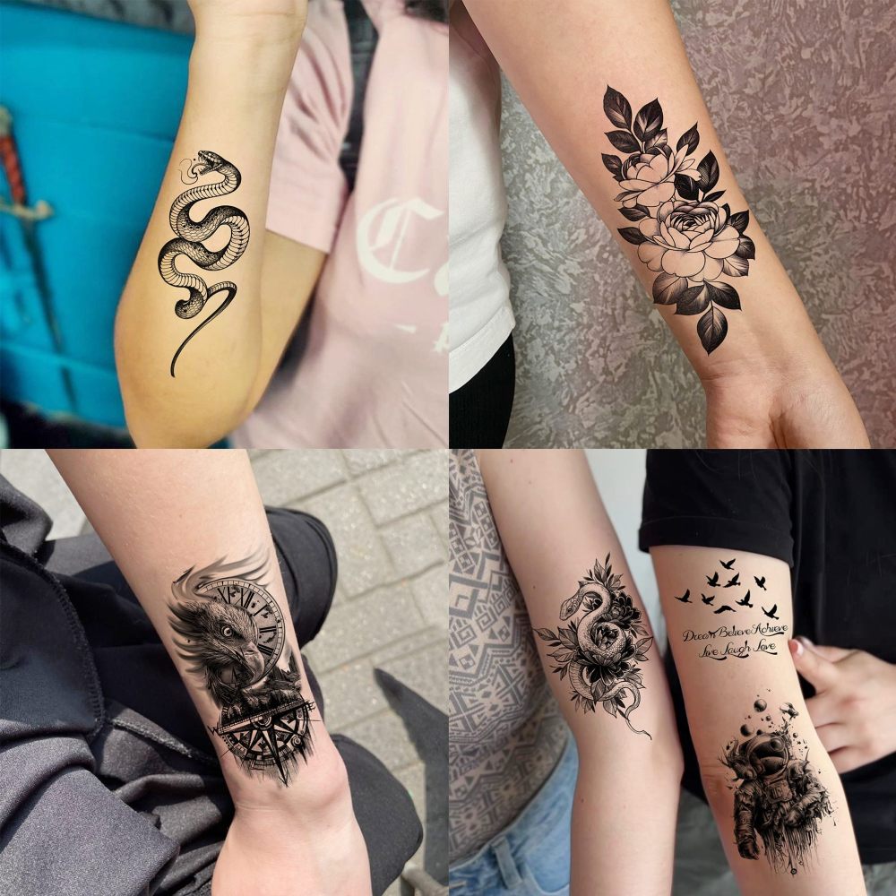 69 Sheets Gothic Lion Jesus Christ Temporary Tattoos For Women Men, Halloween Skull Warrior Zeus God Waterproof Half Arm Sleeve Tattoos For Adults, Tiger Wolf Long Lasting Fake Tattoo Sticker Skeleton