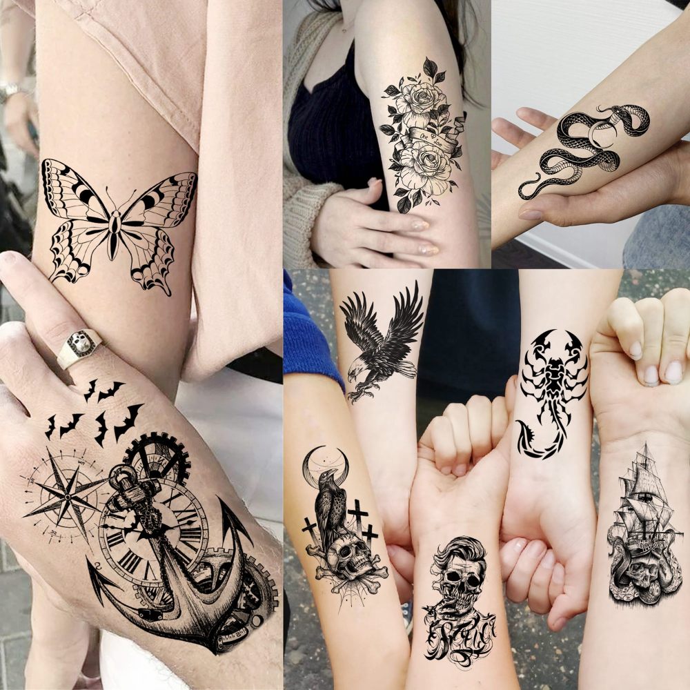 72 Sheets Rose Flower With Butterfly Temporary Tattoos For Women Girls, Sexy Floral Blossom Waterproof Half Arm Sleeve Tattoos For Adults, Long Lasting Fake Tattoo Sticker Peony Sunflower Butterflies