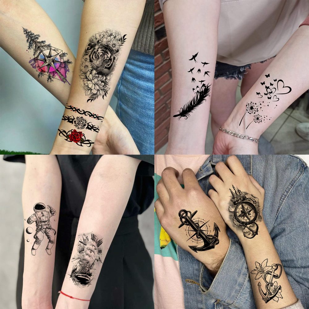 68 Sheets God Jesus Christ Temporary Tattoos For Men Women, Bulk Temp Religious Christian Peace Faith Nun Prayer Ship Half Arm Sleeve Tattoos For Adults, Tribal Eye Lion Holy Bible Quotes Fake Tattoo