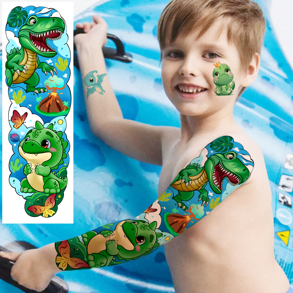58 PCS Cartoon Unicorn Mermaid Temporary Tattoo For Kids Girls Boys, Full Arm Animals Dinosaur Car Space Monster Truck Butterfly Body Face Fake Arm Tattoos Stickers Birthday Gifts Goodie Bag Stuffer