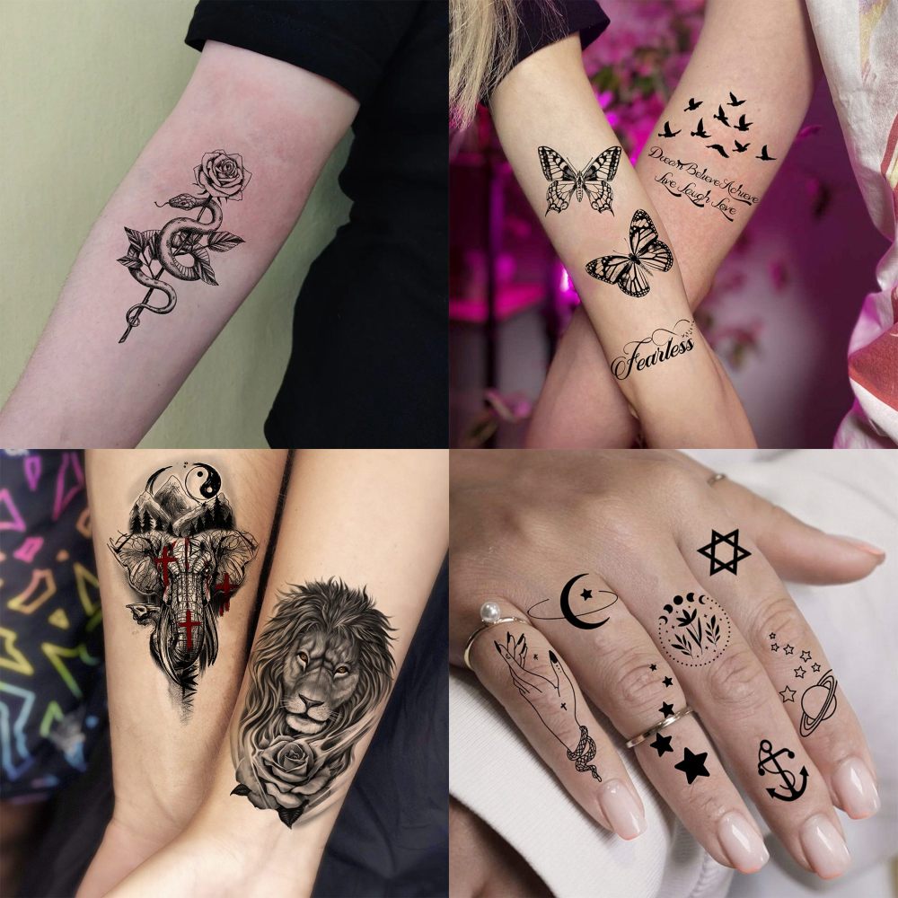 68 Sheets God Jesus Christ Temporary Tattoos For Men Women, Bulk Temp Religious Christian Peace Faith Nun Prayer Ship Half Arm Sleeve Tattoos For Adults, Tribal Eye Lion Holy Bible Quotes Fake Tattoo