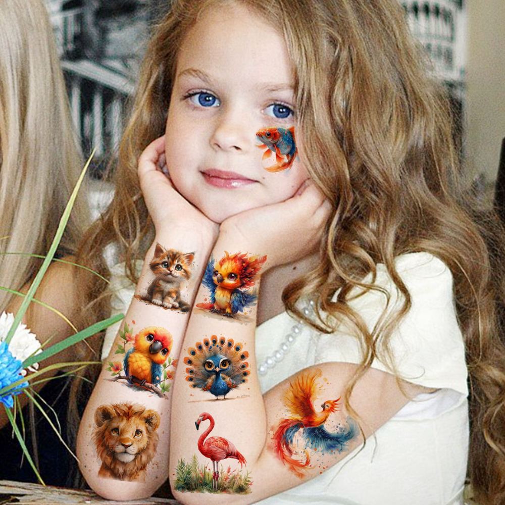 58 PCS 3D Cartoon Marine Animals Temporary Tattoos For Kids Mermaid Girls Boys, Fake Full Arm Sleeve Tattoos Dinosaur Ocean Mermaid Butterfly Body Face Arm Tattoo Stickers, Birthday Gifts Party Supply