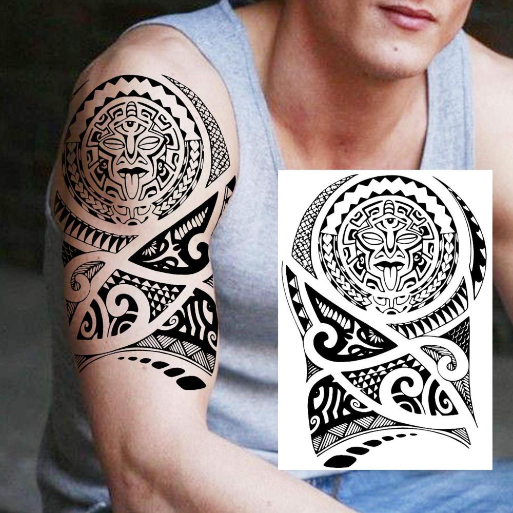 11 Sheets Maori Temporary Tattoo Sleeve For Men Adults Tiki Turtle Manta Waterproof Fake Tattoo Sleeves For Women Black Dragon Totem Tribal Military Long Full Sleeve Tattoos Temporary Stickers