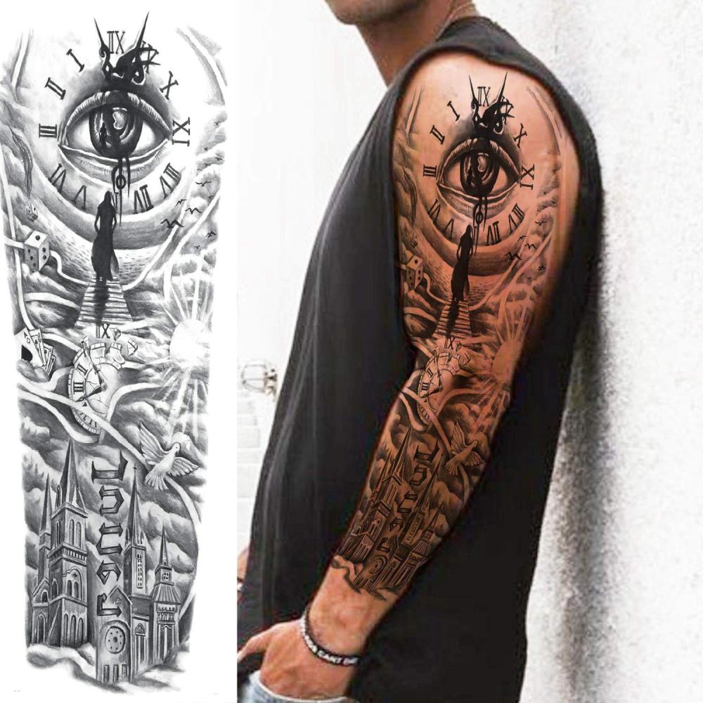 11 Sheets Maori Temporary Tattoo Sleeve For Men Adults Tiki Turtle Manta Waterproof Fake Tattoo Sleeves For Women Black Dragon Totem Tribal Military Long Full Sleeve Tattoos Temporary Stickers