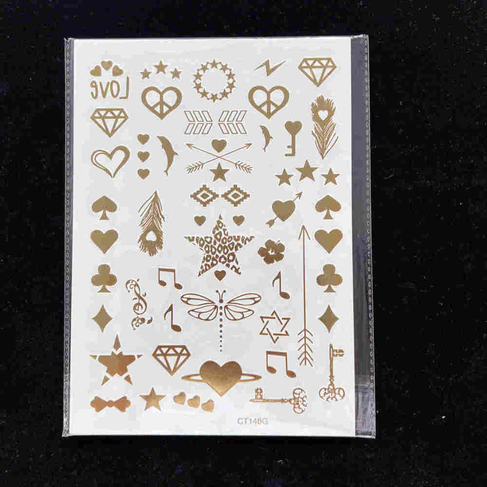 9 Sheets 110+ Designs Flash Gold Temporary Tattoos Metallic For Women Adult, Girl Golden Lion Festival Sun Moon Star Butterfly Glitter Tattoo Sticker, Fake Tattoos That Look Real and Last Long