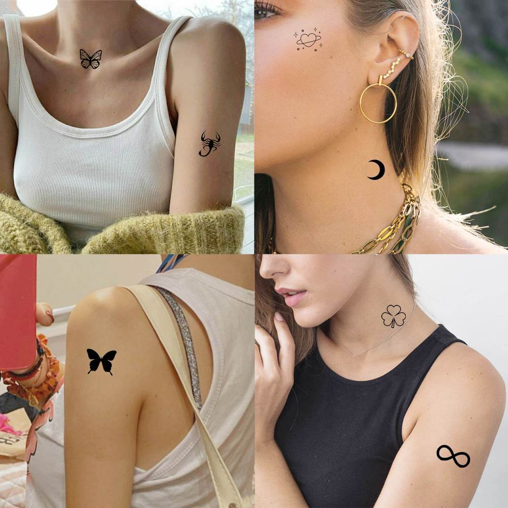 33 Sheets Outer Space Temporary Tattoos for Kids Boys Girl Women Men Adults Children, Geometry Astronaut Universe Fake Tattoo Star Moon Solar Syetem
