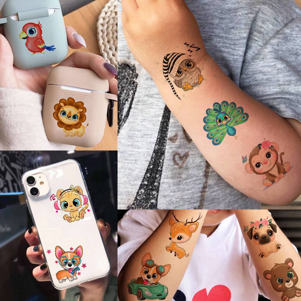 50 PCS Cute Animals ZOO Kids Temporary Tattoos For Girls Boys Face Ocean Rabbit Panda Fox Dog Cat Mermaid, 3D Cartoon Fake Tattoos For Child Sets, Party Favor Supplies Basket Goodie Bags Stuffers